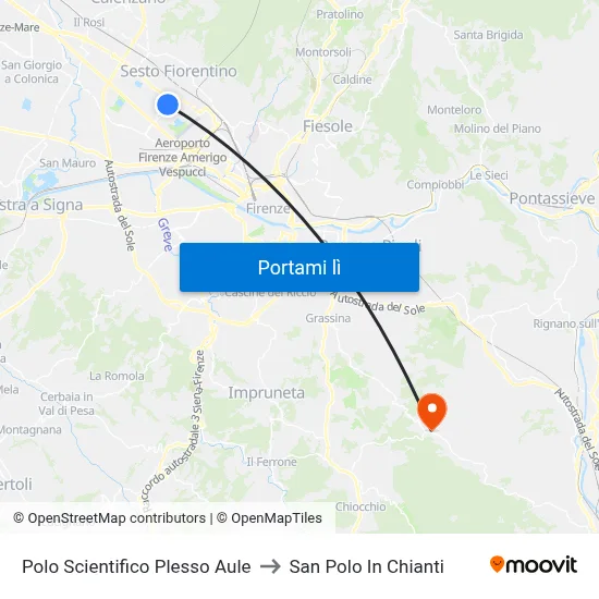 Polo Scientifico Plesso Aule to San Polo In Chianti map