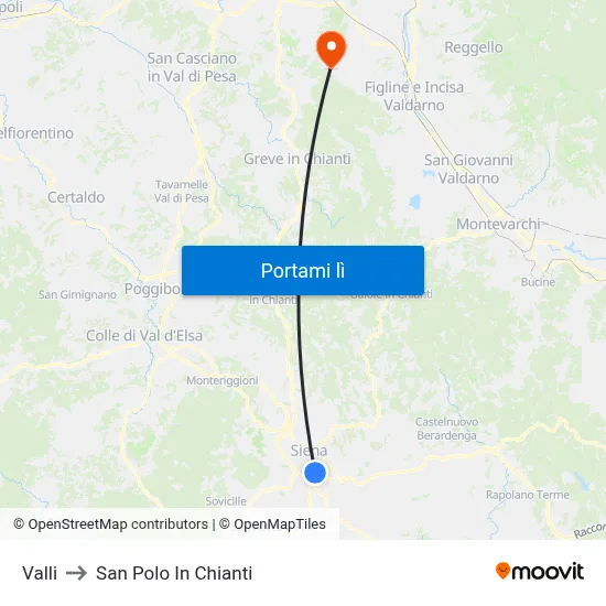 Valli to San Polo In Chianti map