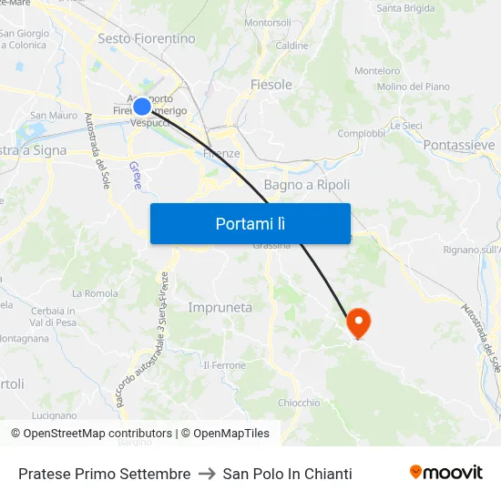 Pratese Primo Settembre to San Polo In Chianti map