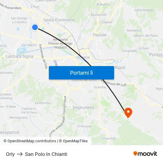 Orly to San Polo In Chianti map