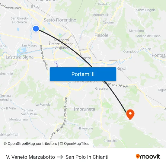 V. Veneto Marzabotto to San Polo In Chianti map