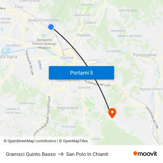 Gramsci Quinto Basso to San Polo In Chianti map