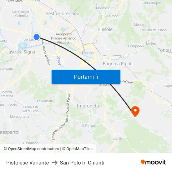 Pistoiese Variante to San Polo In Chianti map