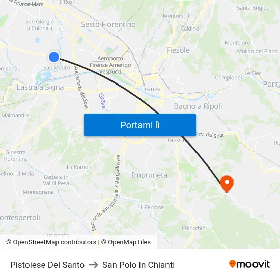 Pistoiese Del Santo to San Polo In Chianti map