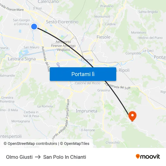 Olmo Giusti to San Polo In Chianti map