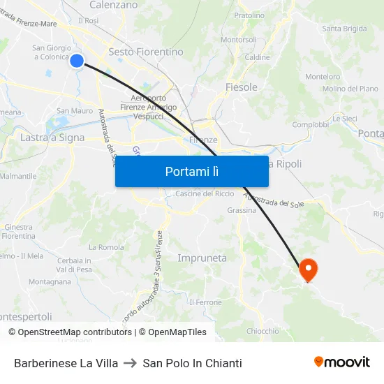 Barberinese La Villa to San Polo In Chianti map