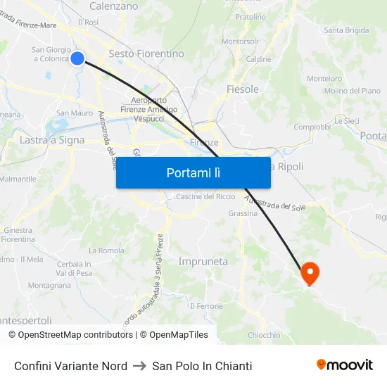 Confini Variante Nord to San Polo In Chianti map
