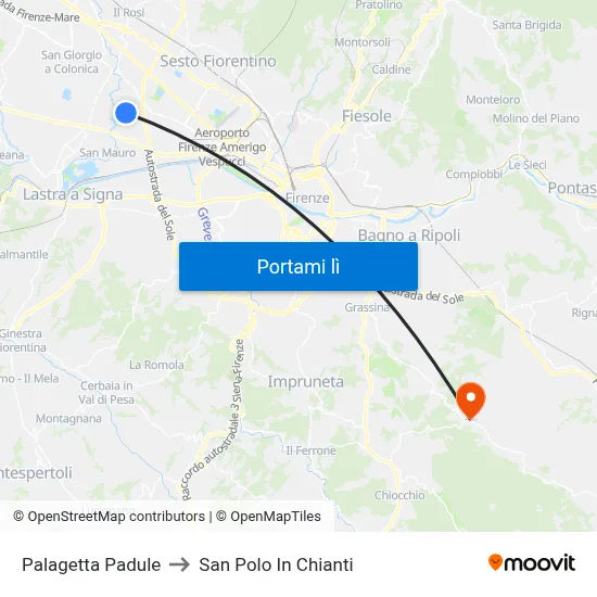 Palagetta Padule to San Polo In Chianti map