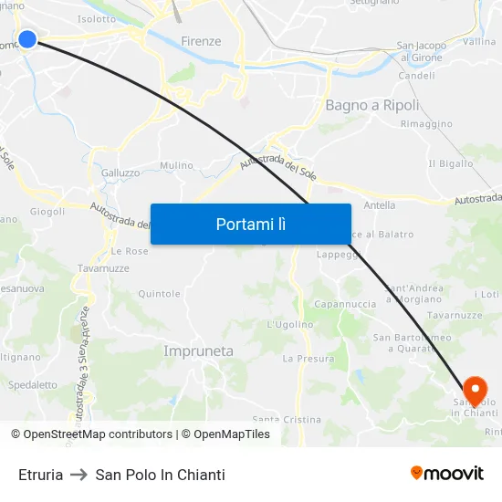 Etruria to San Polo In Chianti map