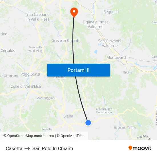 Casetta to San Polo In Chianti map