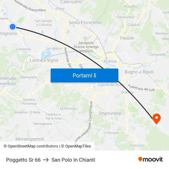 Poggetto Sr 66 to San Polo In Chianti map