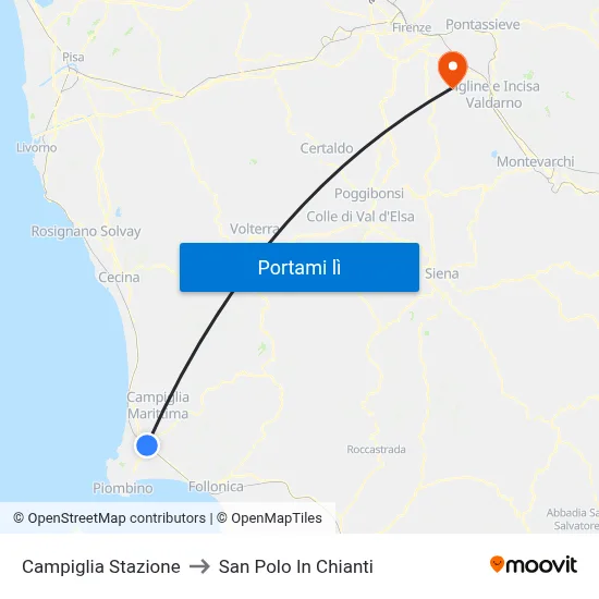 Campiglia Stazione to San Polo In Chianti map