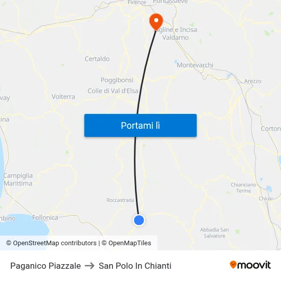 Paganico Piazzale to San Polo In Chianti map