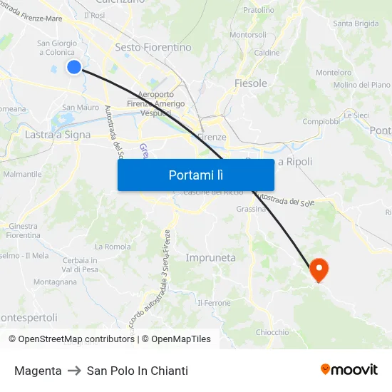 Magenta to San Polo In Chianti map