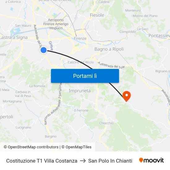 Costituzione T1 Villa Costanza to San Polo In Chianti map
