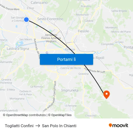 Togliatti Confini to San Polo In Chianti map