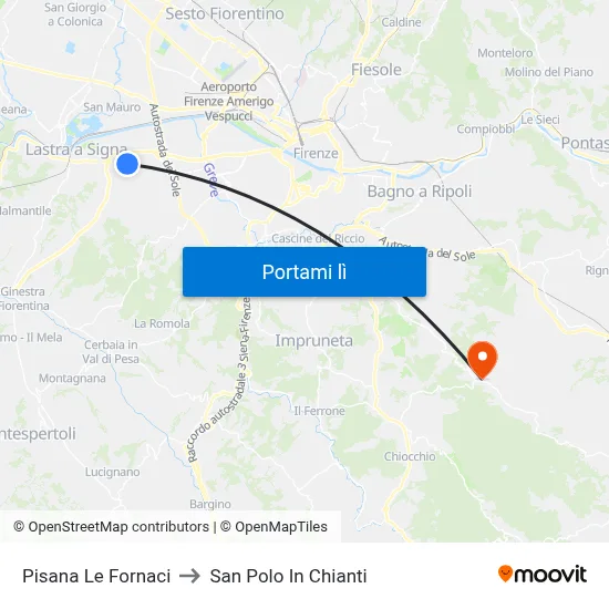 Pisana Le Fornaci to San Polo In Chianti map