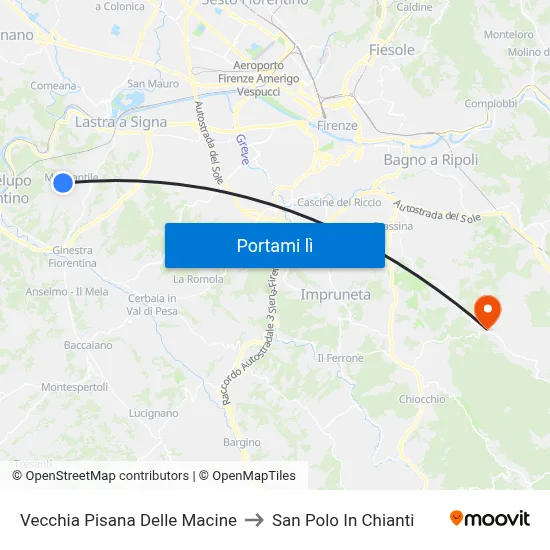 Vecchia Pisana Delle Macine to San Polo In Chianti map