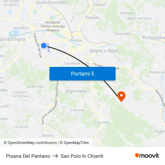 Pisana Del Pantano to San Polo In Chianti map