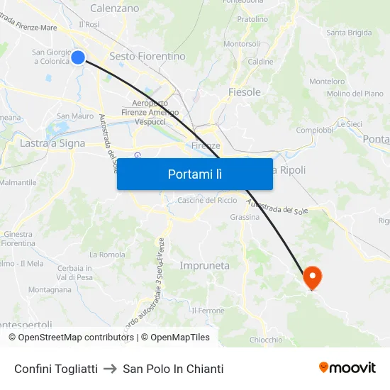 Confini Togliatti to San Polo In Chianti map