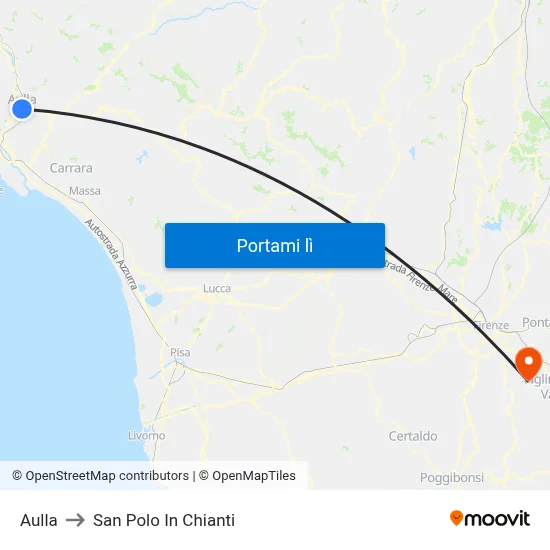 Aulla to San Polo In Chianti map