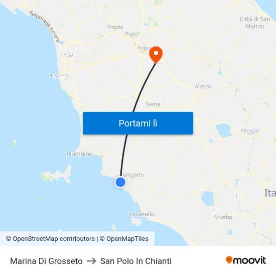 Marina Di Grosseto to San Polo In Chianti map