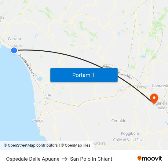 Ospedale Delle Apuane to San Polo In Chianti map