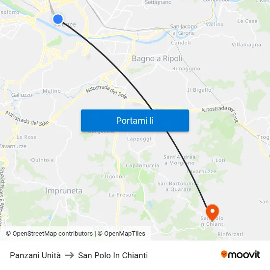 Panzani Unità to San Polo In Chianti map