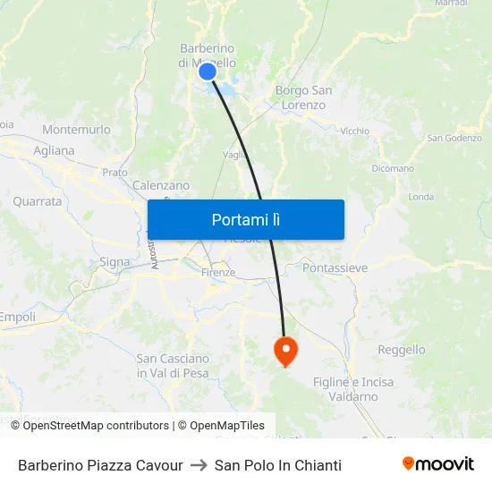 Barberino Piazza Cavour to San Polo In Chianti map