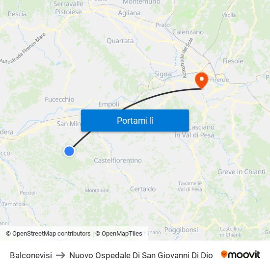 Balconevisi to Nuovo Ospedale Di San Giovanni Di Dio map