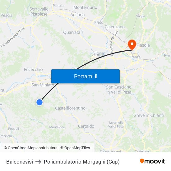 Balconevisi to Poliambulatorio Morgagni (Cup) map