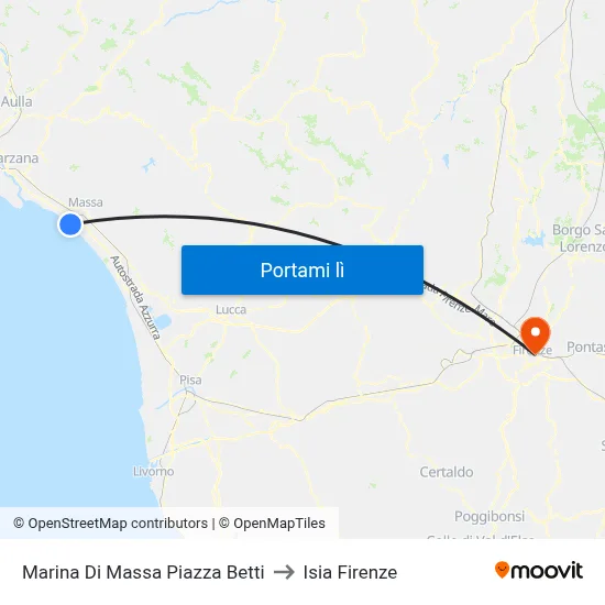Marina Di Massa Piazza Betti to Isia Firenze map