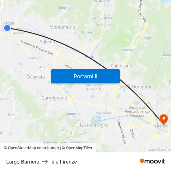 Largo Barriera to Isia Firenze map