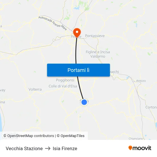 Vecchia Stazione to Isia Firenze map