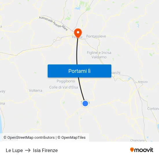 Le Lupe to Isia Firenze map