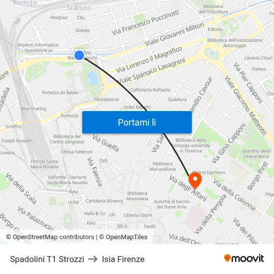 Spadolini T1 Strozzi to Isia Firenze map