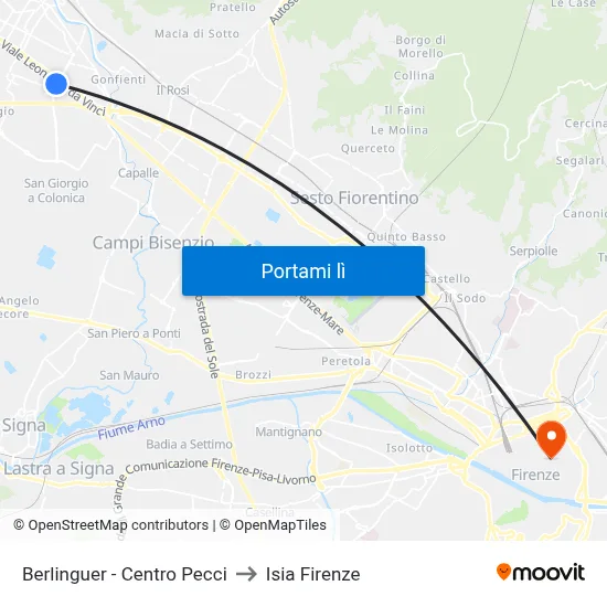 Berlinguer - Centro Pecci to Isia Firenze map