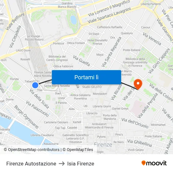 Firenze Autostazione to Isia Firenze map