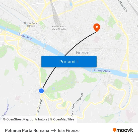 Petrarca Porta Romana to Isia Firenze map