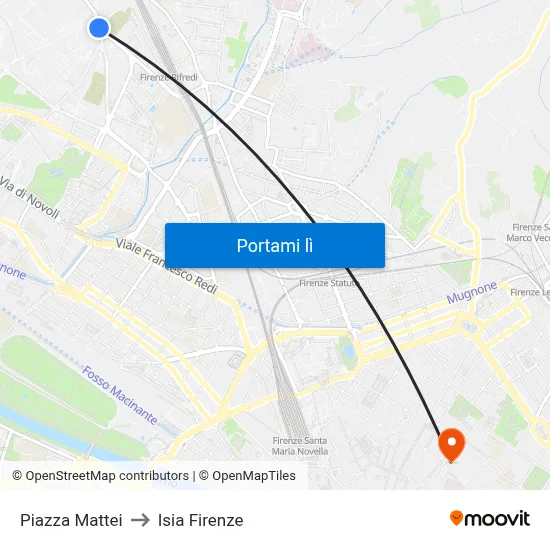 Piazza Mattei to Isia Firenze map