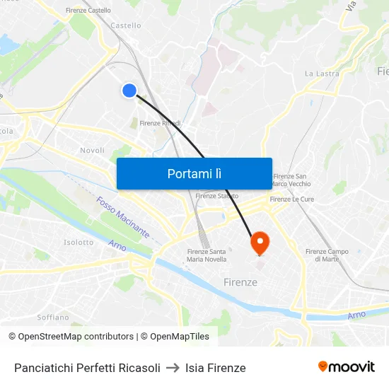 Panciatichi Perfetti Ricasoli to Isia Firenze map
