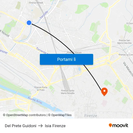Del Prete Guidoni to Isia Firenze map