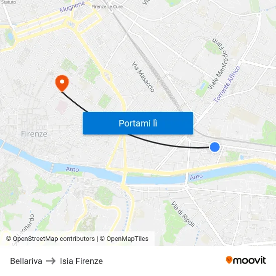 Bellariva to Isia Firenze map