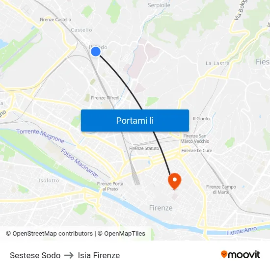 Sestese Sodo to Isia Firenze map
