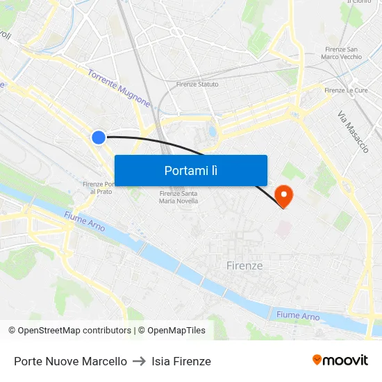 Porte Nuove Marcello to Isia Firenze map