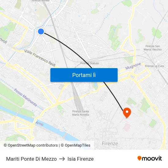 Mariti Ponte Di Mezzo to Isia Firenze map
