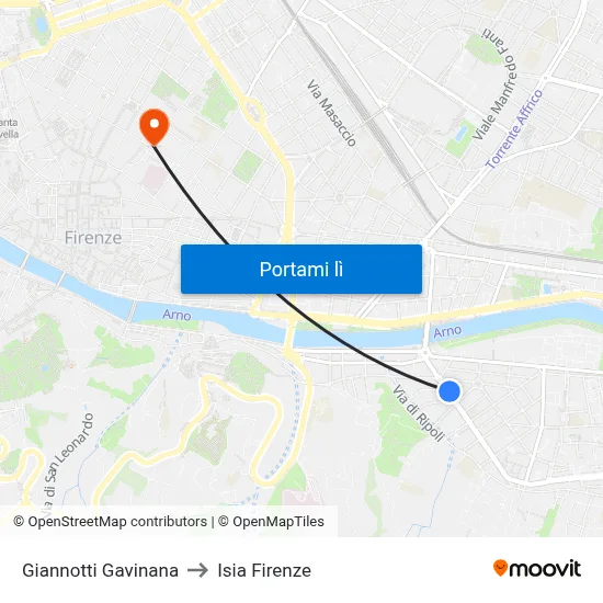 Giannotti Gavinana to Isia Firenze map