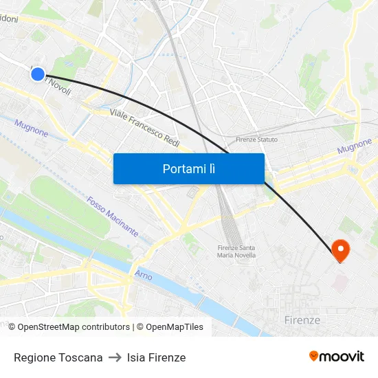 Regione Toscana to Isia Firenze map