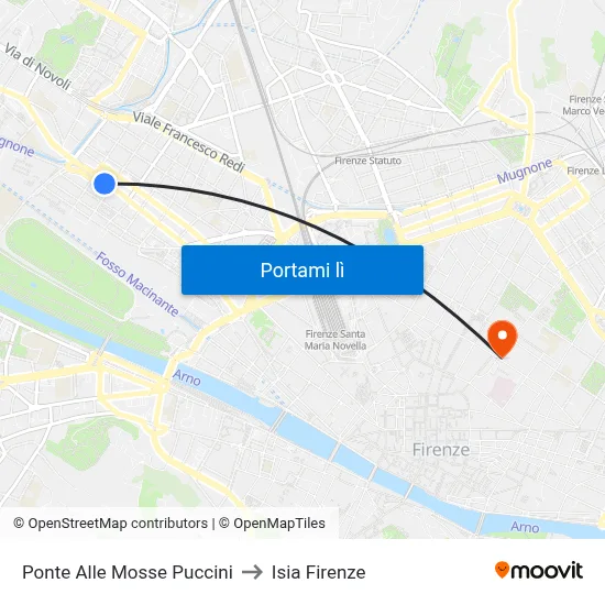 Ponte Alle Mosse Puccini to Isia Firenze map