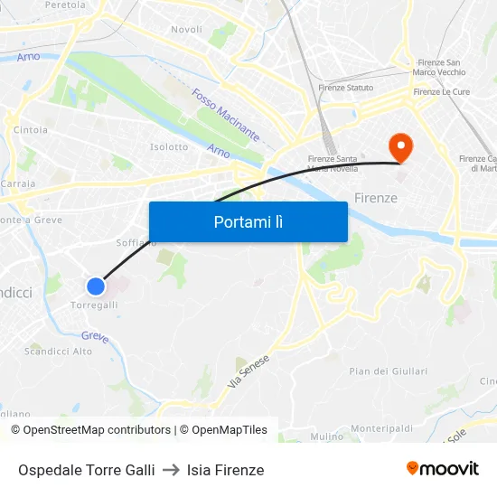 Ospedale Torre Galli to Isia Firenze map
